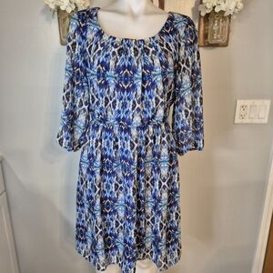 Luxology Aztec Style 3/4 Sleeve Midi Dress